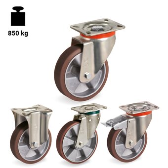 TR-58AL-P-PT-Wheels with medium-heavy duty brackets and brackets with hardened ball race grooves